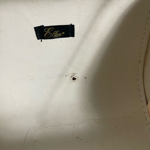 Elka acrylic pearlescent evening clutch crossbody bag gold tone snap latch. - Picture 5 of 9